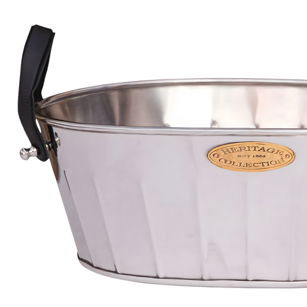 Large Silver Plated Heritage Collection Champagne & Wine Ice Cooler Bucket Tub with Leather Handles