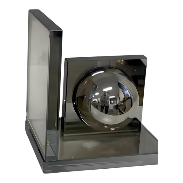 Set 2 Crystal Glass Smoke Abstract Bookends