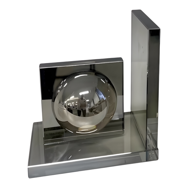 Set 2 Crystal Glass Smoke Abstract Bookends