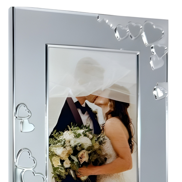 Silver Plated Multiple Love Hearts Photo Frame- 4"x6"