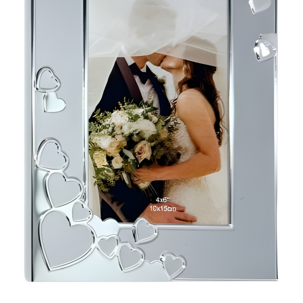 Silver Plated Multiple Love Hearts Photo Frame- 4"x6"
