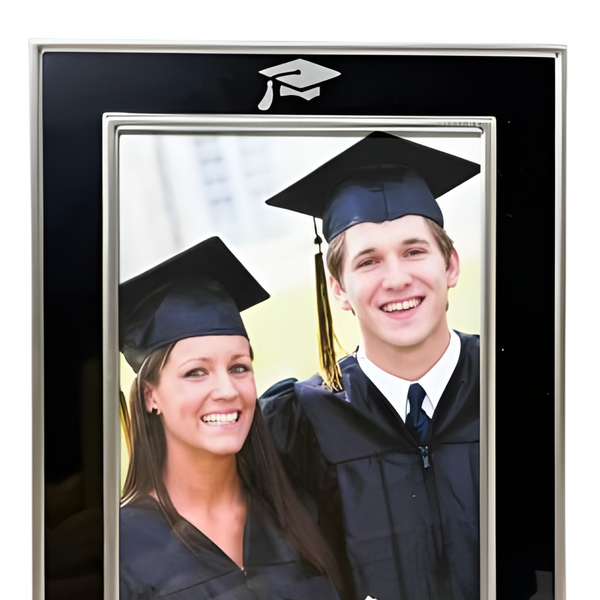 Black & Silver Metal Graduation Photo Frame with Hat & Stars