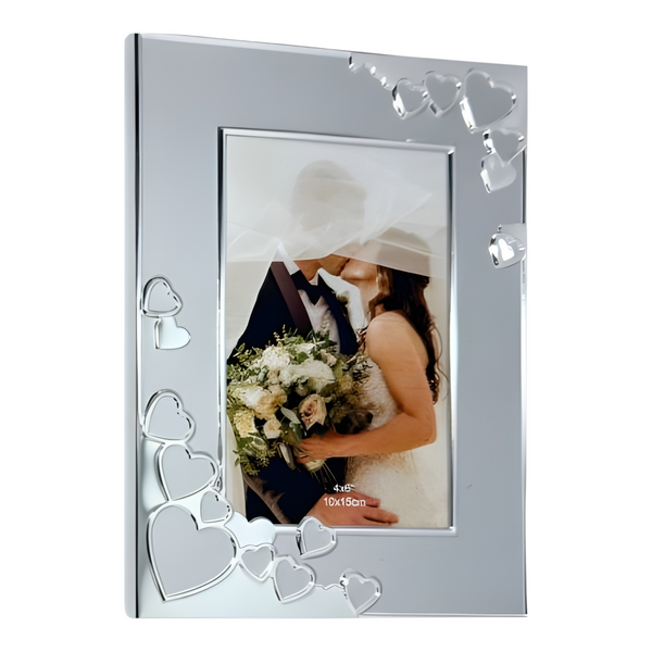 Silver Plated Multiple Love Hearts Photo Frame- 4"x6"