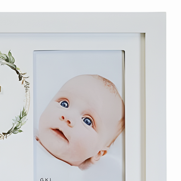 Children's White Wood My Baptism Photo Frame & Gold 3D Cross