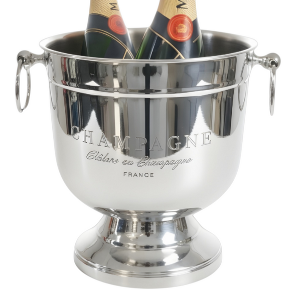 Silver Polished Champagne France Ice Cooler Bucket & Ring Handles