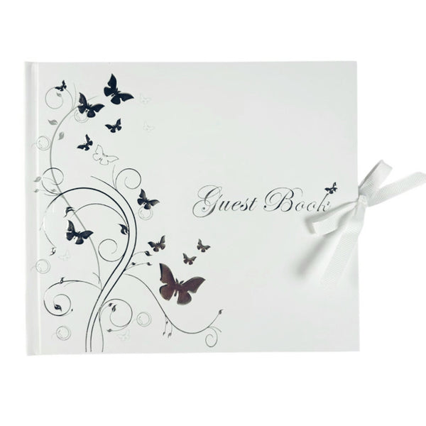 White Butterfly Signature Message Guest Book In Gift Box