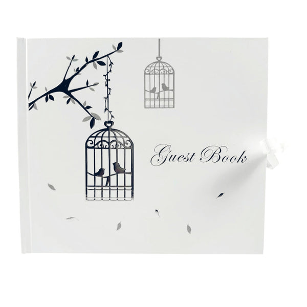 White Birdcage Signature Message Guest Book In Gift Box