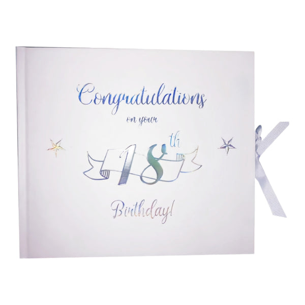 White 18th Birthday Signature Message Guest Book In Gift Box