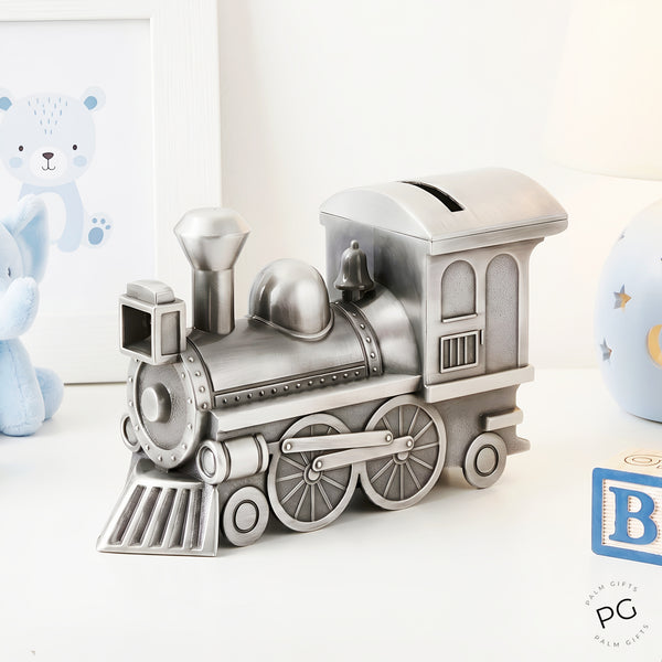 Children's Silver Pewter Train Money Box