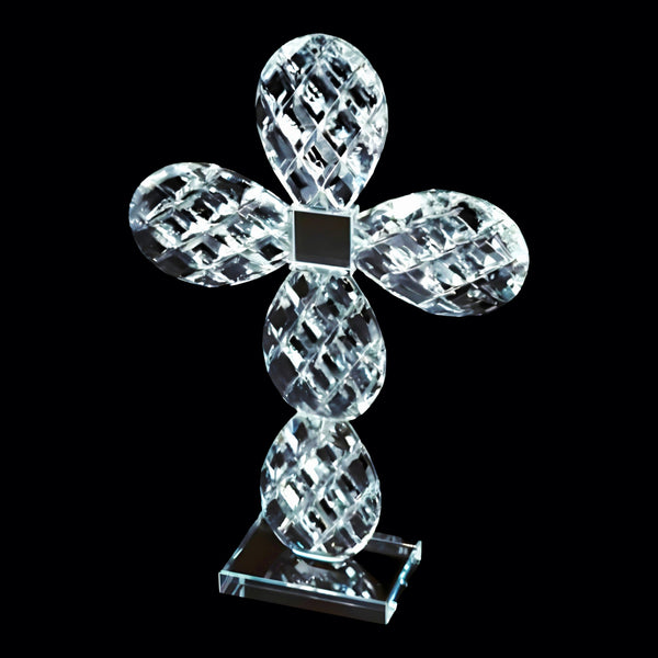 Clear Crystal Cut Glass Diamond Standing Religious Cross