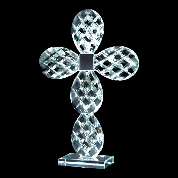 Clear Crystal Cut Glass Diamond Standing Religious Cross