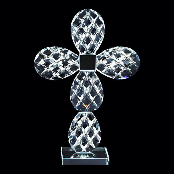 Clear Crystal Cut Glass Diamond Standing Religious Cross