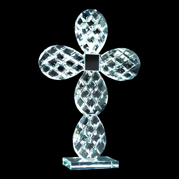 Clear Crystal Cut Glass Diamond Standing Religious Cross