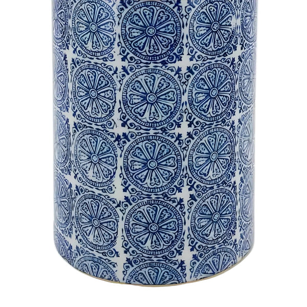 Hamptons Blue & Gold Trim Ceramic Decorative Tabletop Ginger Temple Jar