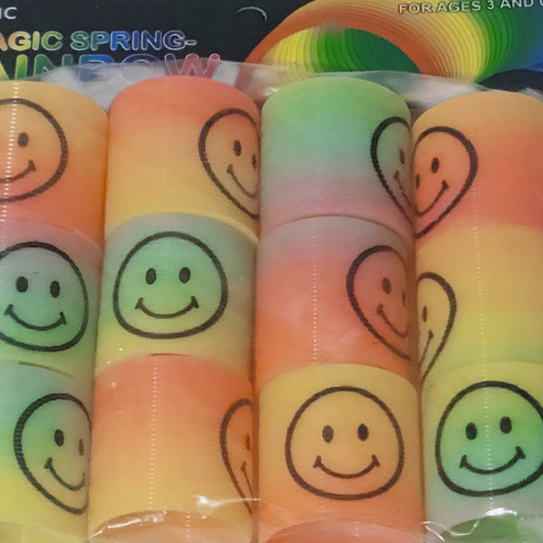 Set 12 Mini Rainbow Smiley Face Slinky Springs Party Favours Loot Bag Fillers