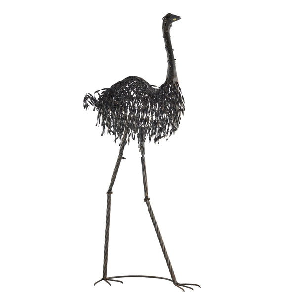 Large Black Rust Metal Mrs Emu Outdoor Garden Statue Sculpture