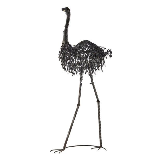Large Black Rust Metal Mrs Emu Outdoor Garden Statue Sculpture