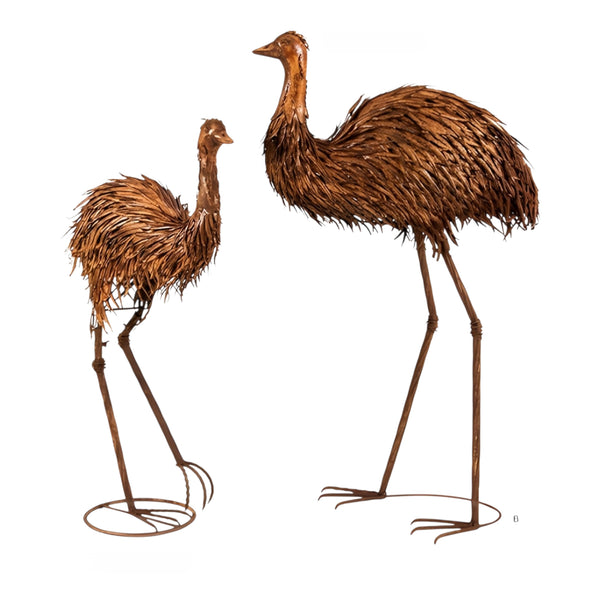 Extra Large Rustic Metal Dad Emu Outdoor Garden Statue Sculpture