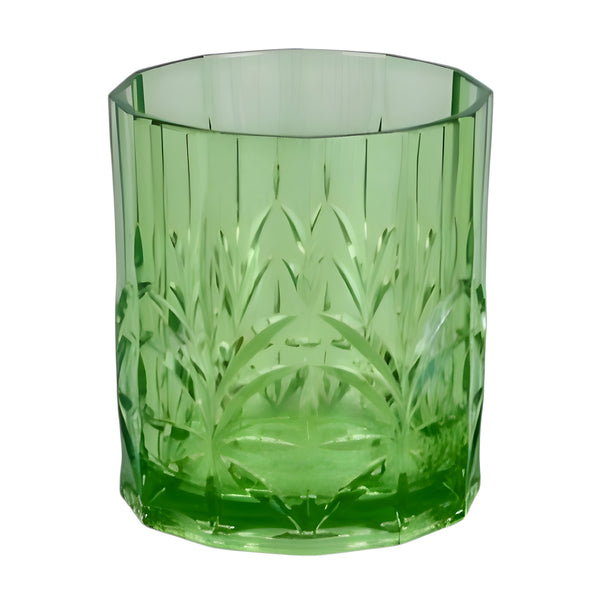 6 Piece Jade Green Acrylic Crystal Cut Drinkware Tumblers Set