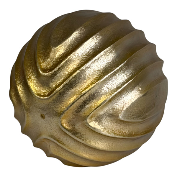 Large Gold Plated Scallop Rib Decorative Tabletop Ball Ornament