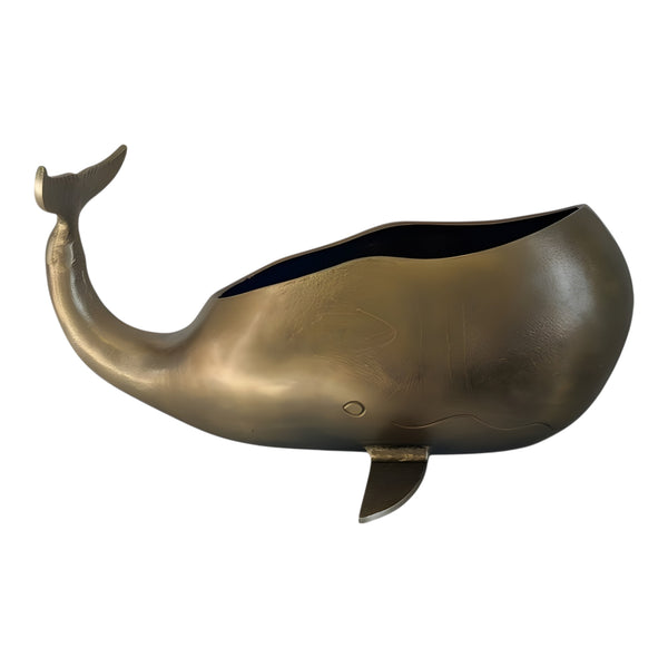 Large Antique Brass Whale Champagne & Wine Ice Cooler Bucket Tub