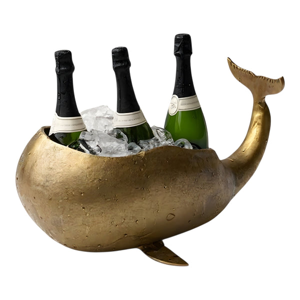 Large Antique Brass Whale Champagne & Wine Ice Cooler Bucket Tub