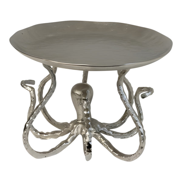 Large Round Silver Nickel Plated Octopus Serving Platter Tray