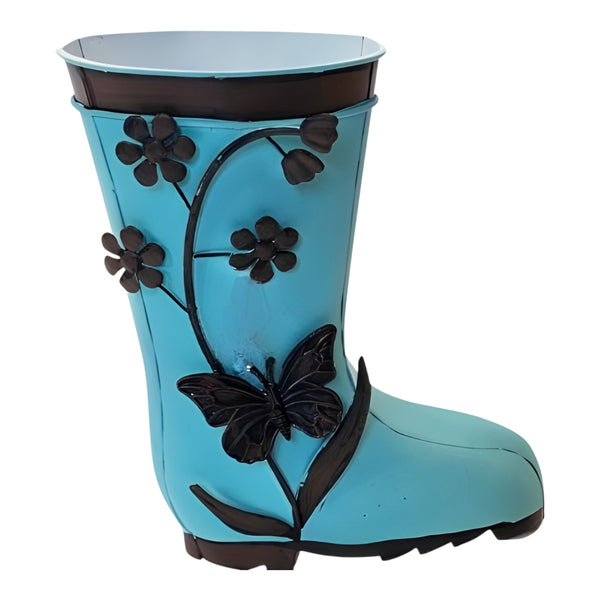 Blue Gumboot & Decorative Flowers & Butterfly Outdoor Garden Yard Planter