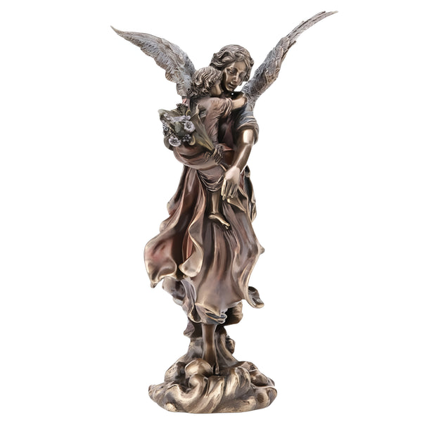 Veronese Bronze Guardian Angel Holding Infant Resin Statue Figurine