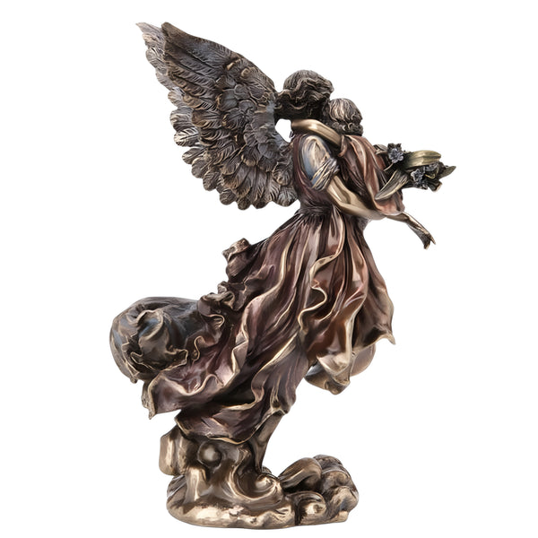 Veronese Bronze Guardian Angel Holding Infant Resin Statue Figurine
