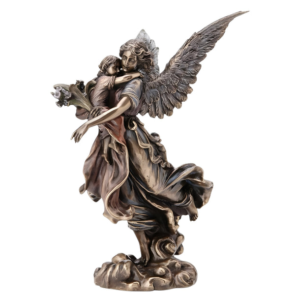 Veronese Bronze Guardian Angel Holding Infant Resin Statue Figurine
