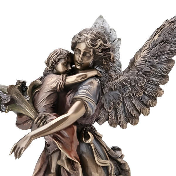 Veronese Bronze Guardian Angel Holding Infant Resin Statue Figurine