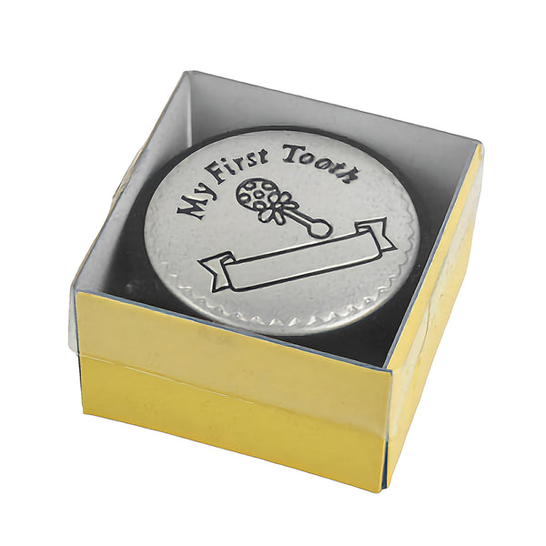 Silver Round My First Tooth Baby Keepsake In Gift Box PALM GIFTS