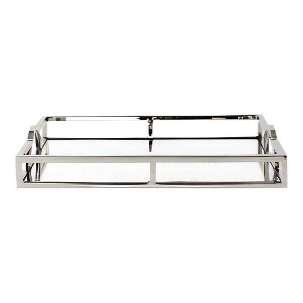 Silver Plated Rectangle Deluxe Mirror Tray with Arch Handles Home decor Palm Gifts