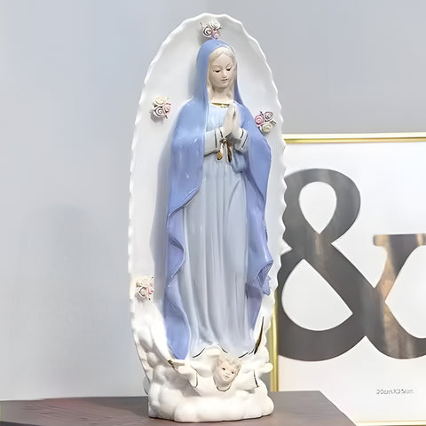 Holy Mother Mary with Flowers Ceramic Statue