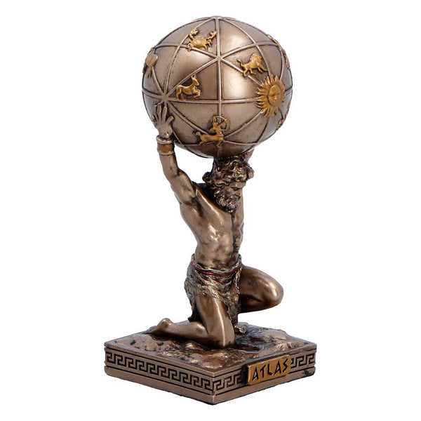Veronese Bronze Atlas Greek Titan God Carrying World Globe Mythology Mini Resin Statue Figurine Palm Gifts