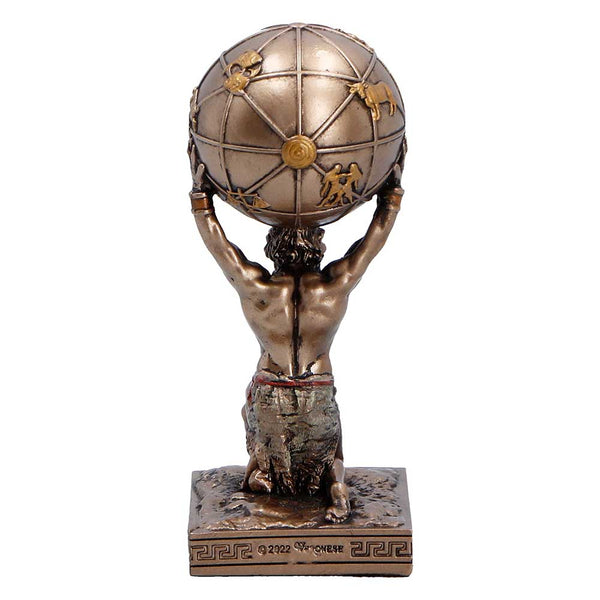 Veronese Bronze Atlas Greek Titan God Carrying World Globe Mythology Mini Resin Statue Figurine Palm Gifts