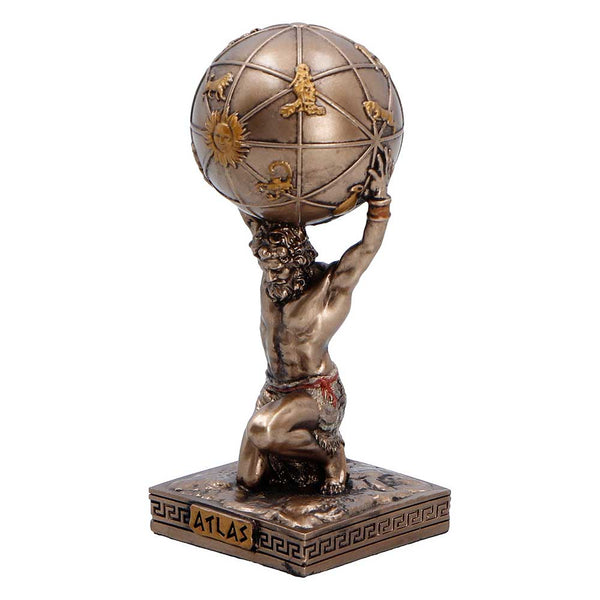 Veronese Bronze Atlas Greek Titan God Carrying World Globe Mythology Mini Resin Statue Figurine Palm Gifts