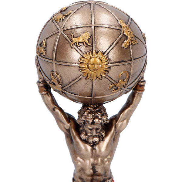 Veronese Bronze Atlas Greek Titan God Carrying World Globe Mythology Mini Resin Statue Figurine Palm Gifts