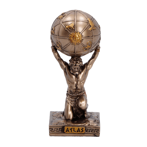 Veronese Bronze Atlas Greek Titan God Carrying World Globe Mythology Mini Resin Statue Figurine Palm Gifts