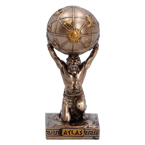 Veronese Bronze Atlas Greek Titan God Carrying World Globe Mythology Mini Resin Statue Figurine Palm Gifts