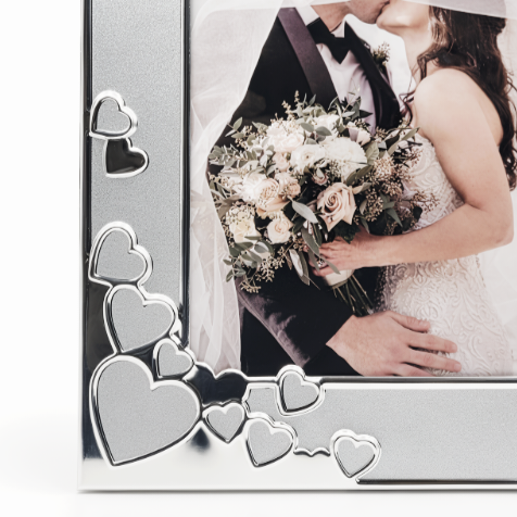 Silver Plated Multiple Binding Love Hearts Engagement Photo Frame- 4"x6