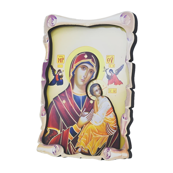 Orthodox Holy Mother Mary & Jesus 3D Scroll Design Icon Plaque