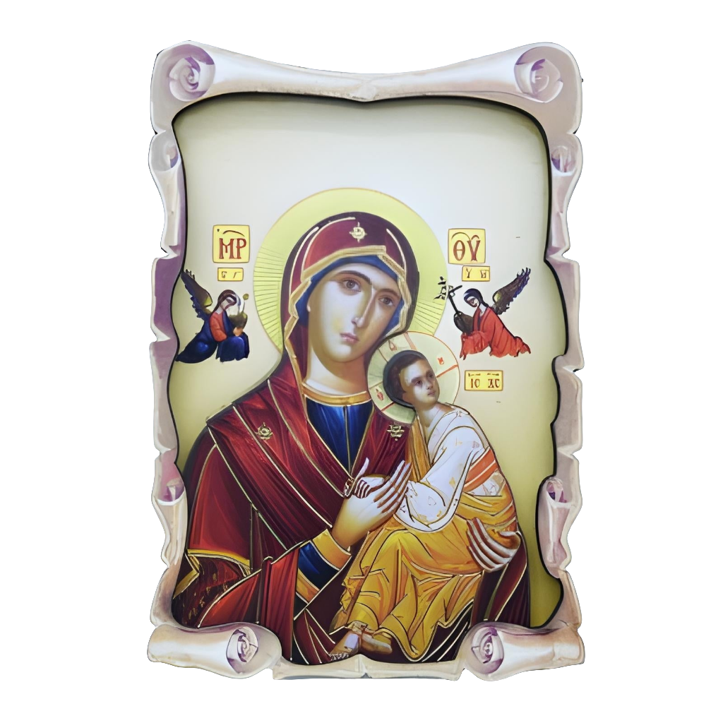 Orthodox Holy Mother Mary 3D Scroll Design Icon Plaque
