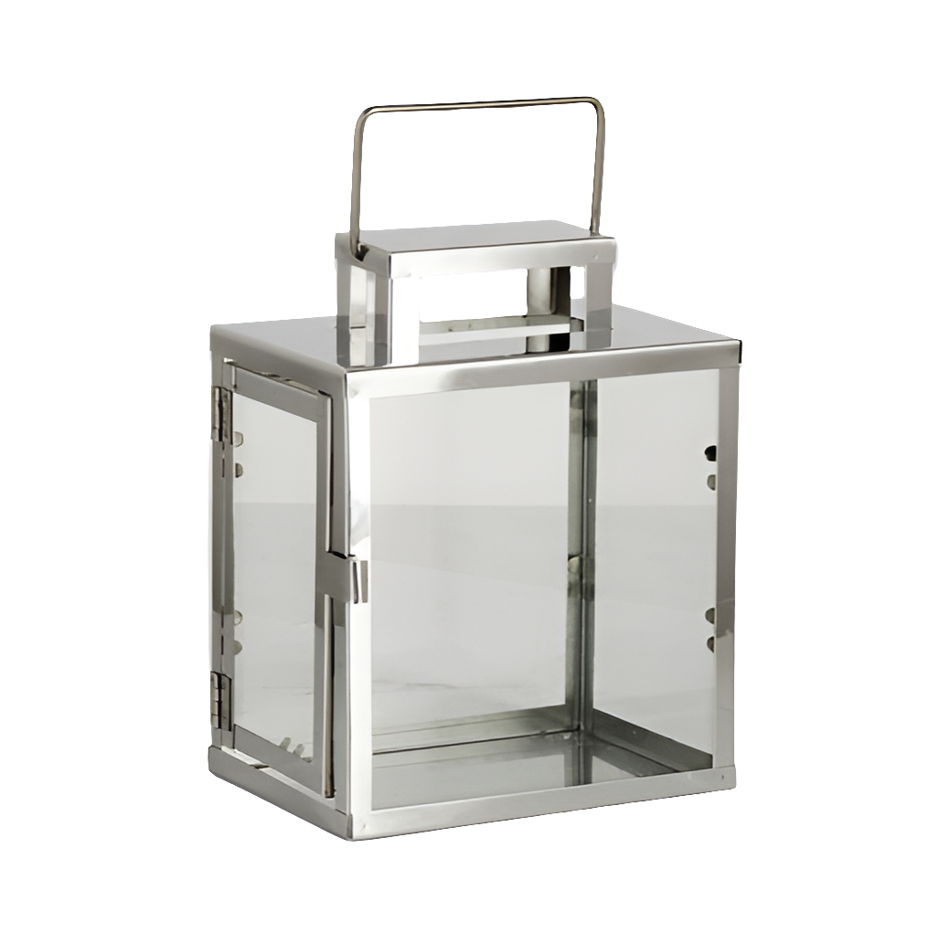 Set 6 Silver Stainless Steel Decorative Hurricane Candle Holder Lantern & Top Handle