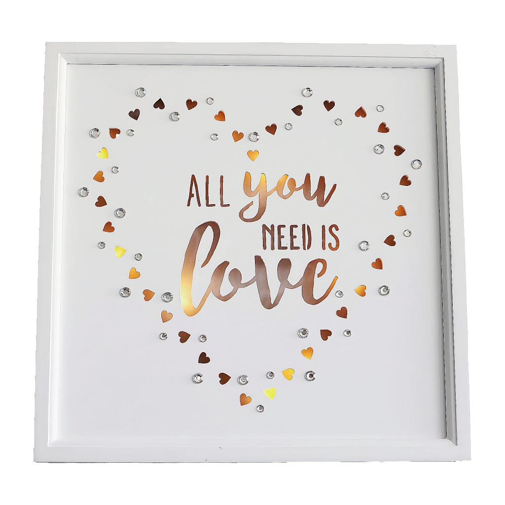 White LED Light Up 'All You Need Is Love' Hanging Wall Plaque