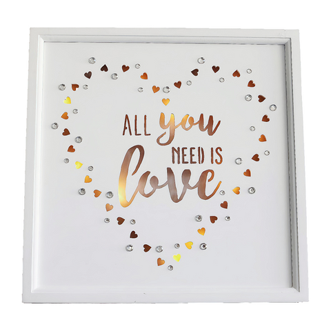 White LED Light Up 'All You Need Is Love' Hanging Wall Plaque