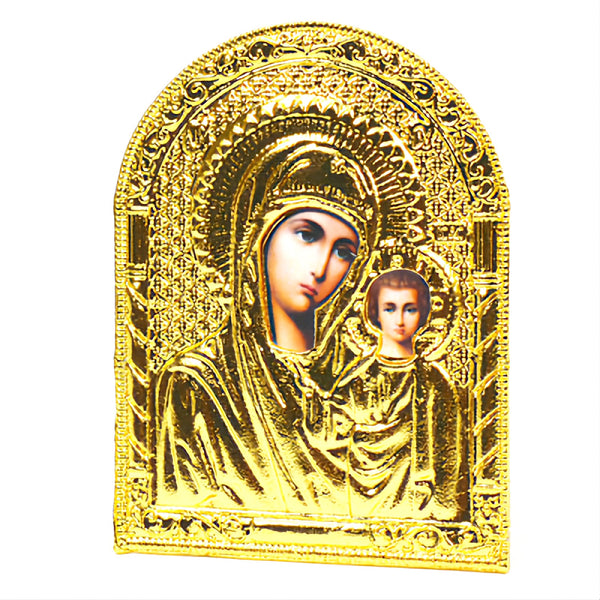 mini Gold Plated Orthodox Holy Mother Mary & Jesus Icon Stand metal Plaque stand bomboniere favours gift