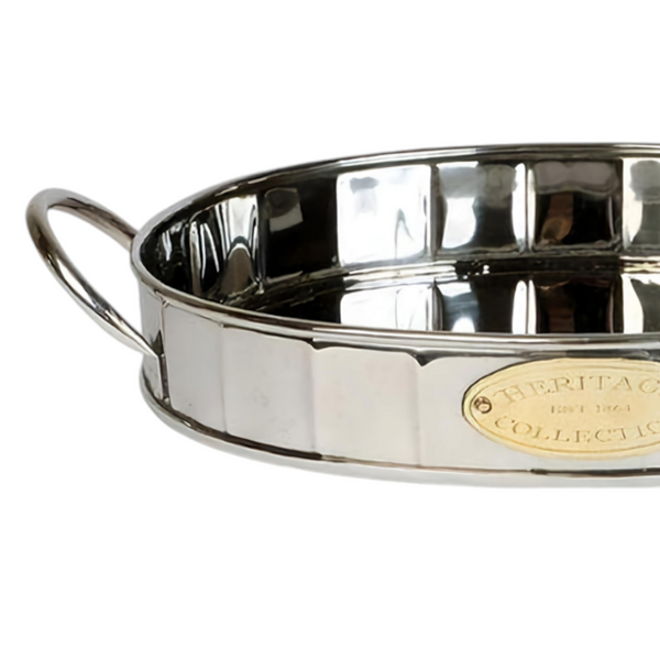 Oval Silver Polished Heritage Collection Serving Tray with Handles