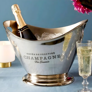 Silver Plated Oval Cuvee Champagne France Ice Cooler Bucket with Handles